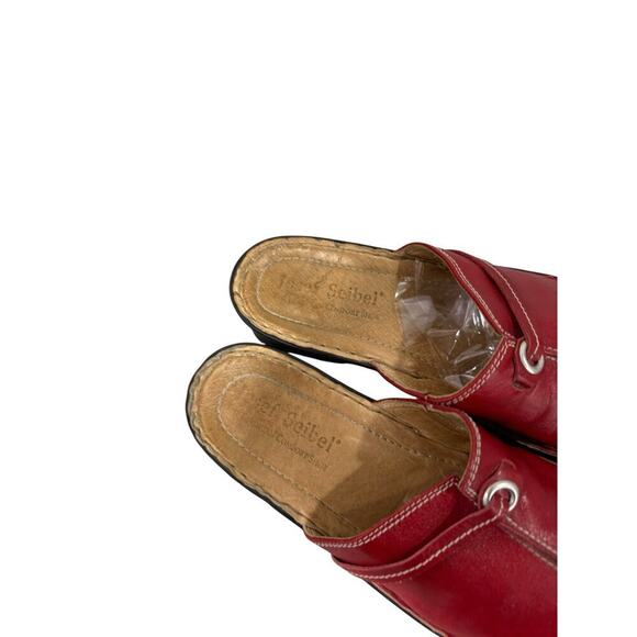 Josef Seibel Leather Slide Style Open Toe Sandals Red Womens EU 40 US 9/9.5 - Picture 5 of 8
